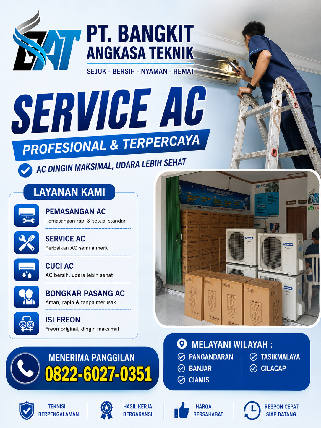 Jasa Cuci AC dan Isi Freon Terbaik di Banjar, Ciamis, Tasikmalaya, Cilacap